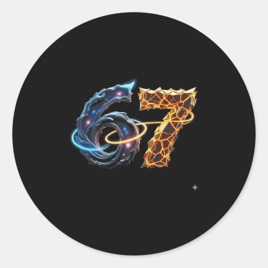 67 Six Seven 6 7 ミーム デザイン 面白い 6 7 4 ラウンドシール (正面)