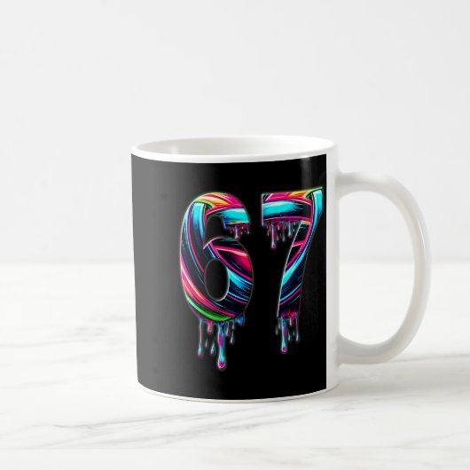 67 Six Seven 6 7 メメデザイン 面白い 6 7 コーヒーマグカップ (右)