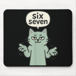 67 Six Seven 6-7 猫 - 面白い子供のゲーミング・ブレインロット マウスパッド