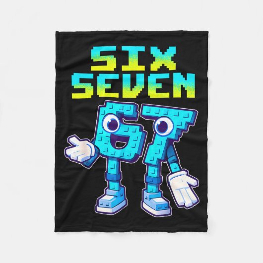 67 Six Seven 6-7 面白いイタリアのBrainrotキッズゲーミング フリースブランケット (正面)
