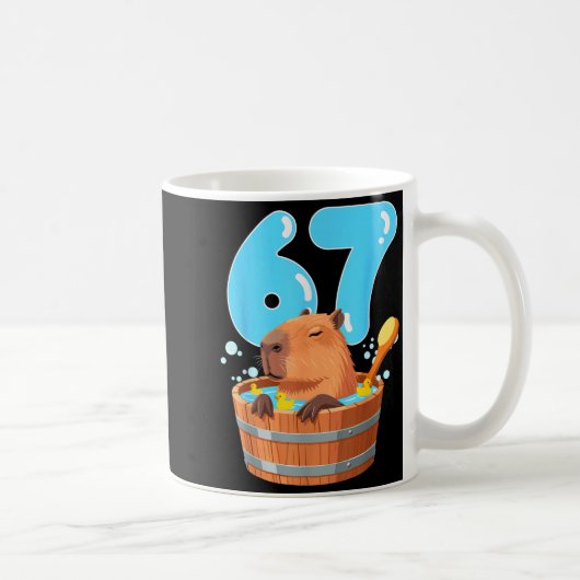 67 Six Seven 6-7 Capybara Funny Teen Kids Capybara コーヒーマグカップ (右)
