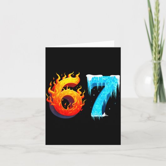 67 Six Seven 6-7 Flaming Ice – Funny Teen Kids Bra カード (正面)