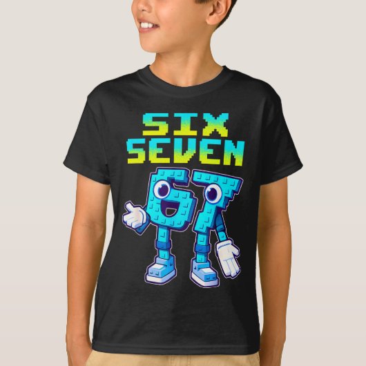 67 Six Seven 6-7 Funny Italian Brainrot Kids Gamin Tシャツ (正面)