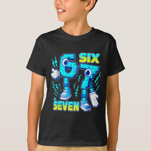 67 Six Seven 6-7 Funny Italian Brainrot Kids Gamin Tシャツ (正面)