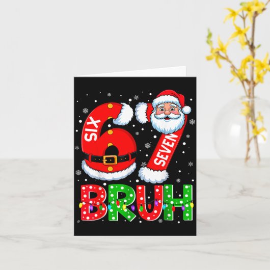 67 Six Seven 6 7 Meme Funny Santa Christmas Shirt  カード (黄色い花)