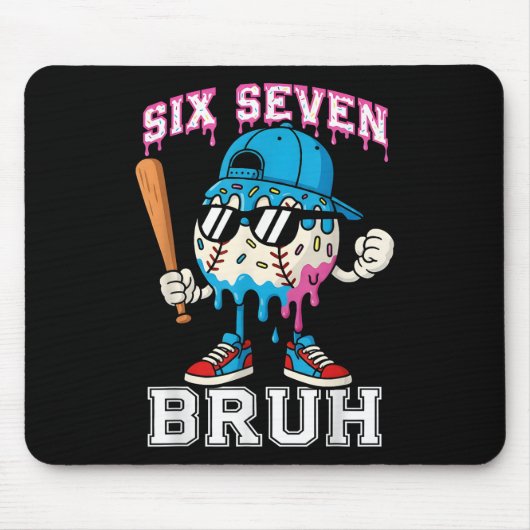 67 Six Seven Baseball Ice Cream Drip Number 67 Pla マウスパッド (正面)