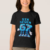 67 Six Seven Blue Retro Pop Culture トライブレンドＴシャツ (正面)