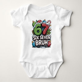 67 Six Seven Bruh クリスマス 楽しい ホリデーTシャツ ギフト ベビーボディスーツ