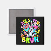 67 six seven bruh メーム かわいい ウサギ イースター ダ マグネット (正面/裏面)