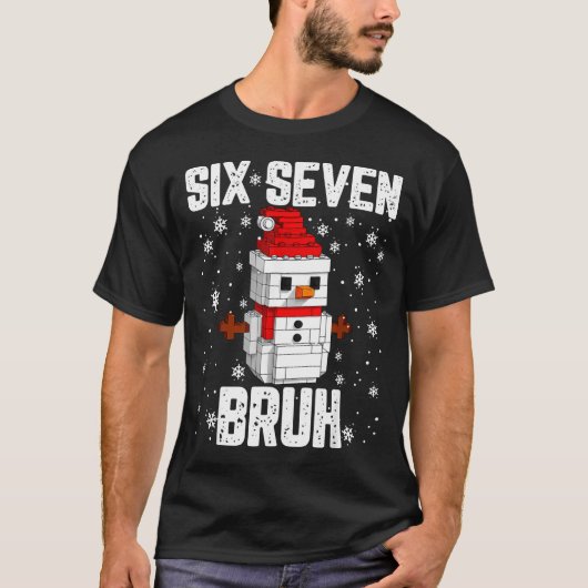 67 Six Seven Bruh 雪だるま ブロック Christmas Tシャツ (正面)