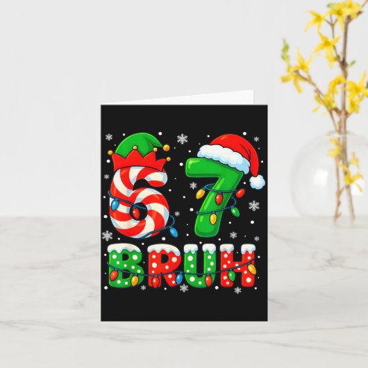 67 Six Seven Bruh 6 7 Meme Funny Christmas Santa E カード (黄色い花)