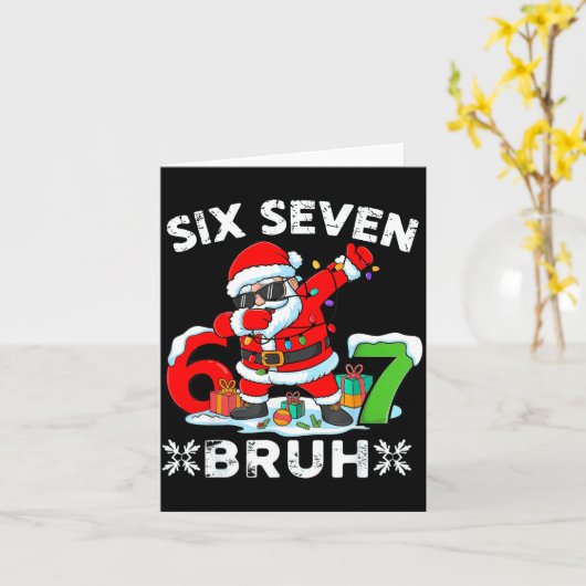 67 Six Seven Bruh Christmas 6 7 Meme  カード (黄色い花)