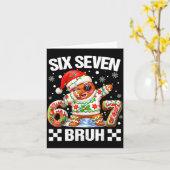 67 Six Seven Bruh Christmas 6 7 Meme Funny Gingerb カード (黄色い花)