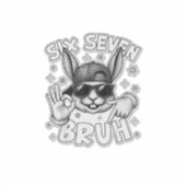 67 Six Seven Bruh Cute Bunny Face with Sunglasses  シール (正面)