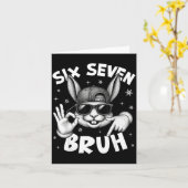 67 Six Seven Bruh Cute Bunny Face With Sungles Eas カード (黄色い花)