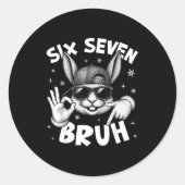 67 Six Seven Bruh Cute Bunny Face With Sungles Eas ラウンドシール (正面)