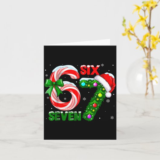 67 Six Seven Bruh Funny Christmas 6 7 Meme Men Wom カード (黄色い花)