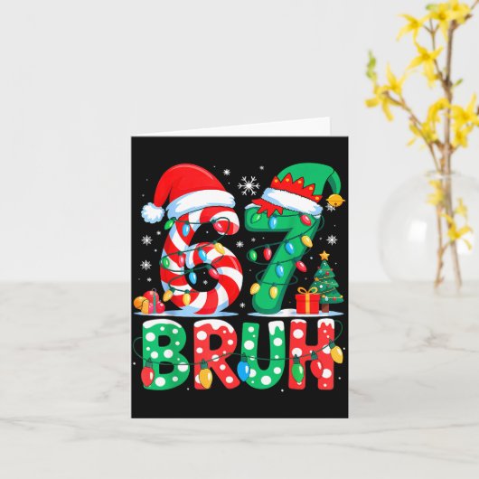 67 Six Seven Bruh Funny Christmas 6 7 Meme Men Wom カード (黄色い花)