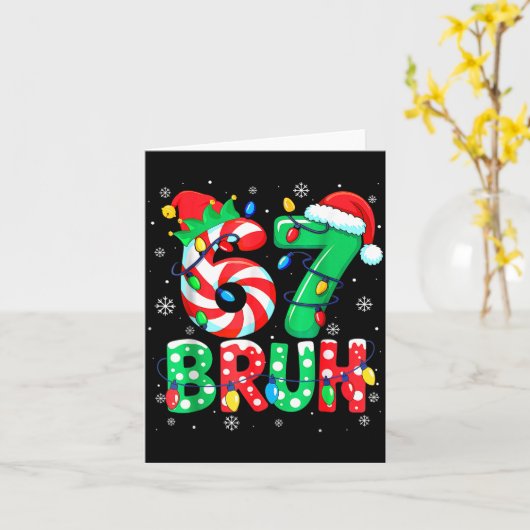 67 Six Seven Bruh Funny Christmas 6 7 Meme Men Wom カード (黄色い花)