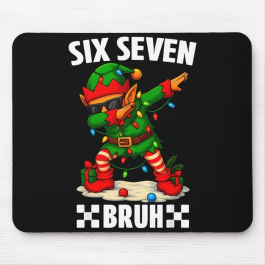 67 Six Seven Bruh Funny Christmas Dabbing Elf 6 7  マウスパッド (正面)