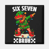 67 Six Seven Bruh Funny Christmas Dabbing Elf 6 7  マグネット (正面)