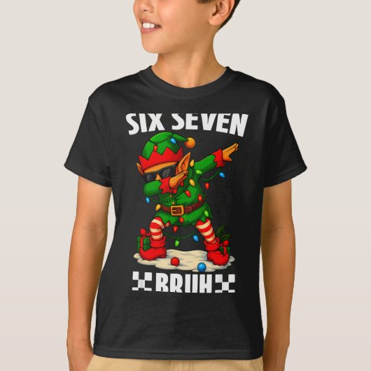 67 Six Seven Bruh Funny Christmas Dabbing Elf 6 7  Tシャツ (正面)