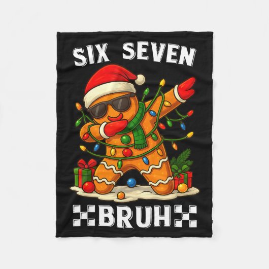 67 Six Seven Bruh Funny Christmas Dabbing Gingerbr フリースブランケット (正面)