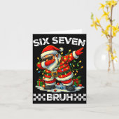 67 Six Seven Bruh Funny Christmas Dabbing Santa 6  カード (黄色い花)