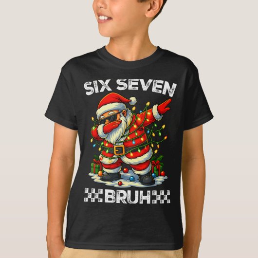67 Six Seven Bruh Funny Christmas Dabbing Santa 6  Tシャツ (正面)