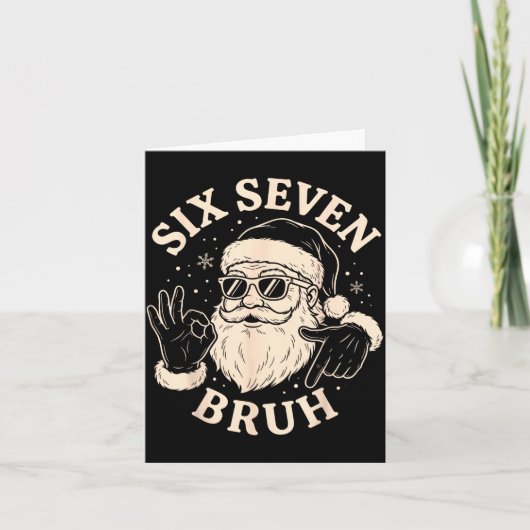 67 Six Seven Bruh Funny Christmas Santa 6 7 Meme  カード (正面)
