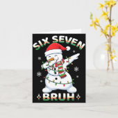 67 Six Seven Bruh Meme Funny Dabbing Snowman Chris カード (黄色い花)