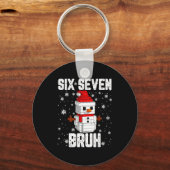 67 Six Seven Bruh Snowman Building Blocks Christma キーホルダー (正面)