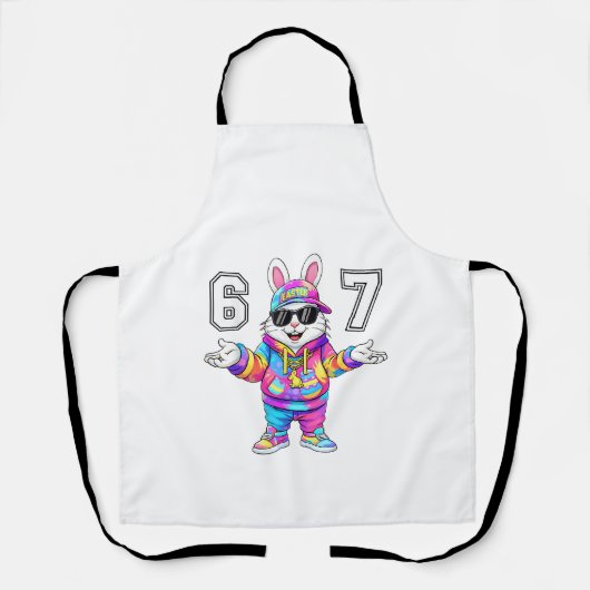 67 Six Seven Bunny Tie Dye Easter Day 67 Meme Men  エプロン (正面)