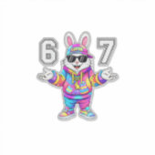 67 Six Seven Bunny Tie Dye Easter Day 67 Meme Men  シール (正面)