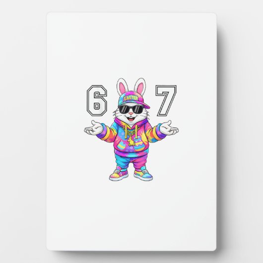67 Six Seven Bunny Tie Dye Easter Day 67 Meme Men  フォトプラーク (正面)