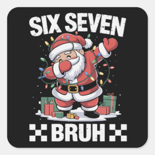 67 Six Seven Burh おもしろクリスマス 6 7 Meme スクエアシール