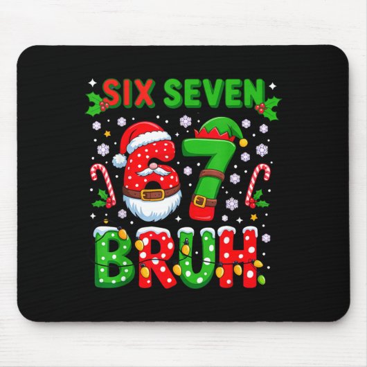 67 Six Seven Burh クリスマス 6 7 ミーム  マウスパッド (正面)