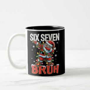 67 Six Seven Burh サンタ ダブ クリスマス 6 7 Meme ツートーンマグカップ