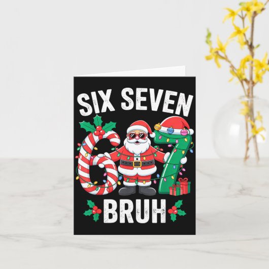 67 Six Seven Burh Christmas 6 7 Meme Pajamas Gen A カード (黄色い花)