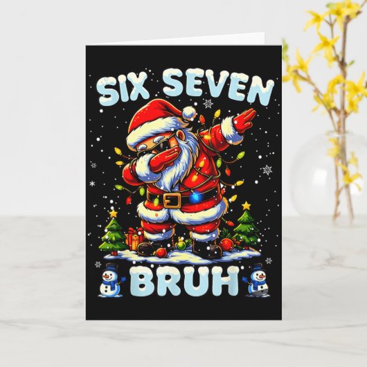67 Six Seven Burh Funny Christmas 6 7 Meme Men Wom カード (黄色い花)