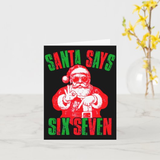 67 Six Seven Burh Funny Christmas 6 7 Meme Men Wom カード (黄色い花)