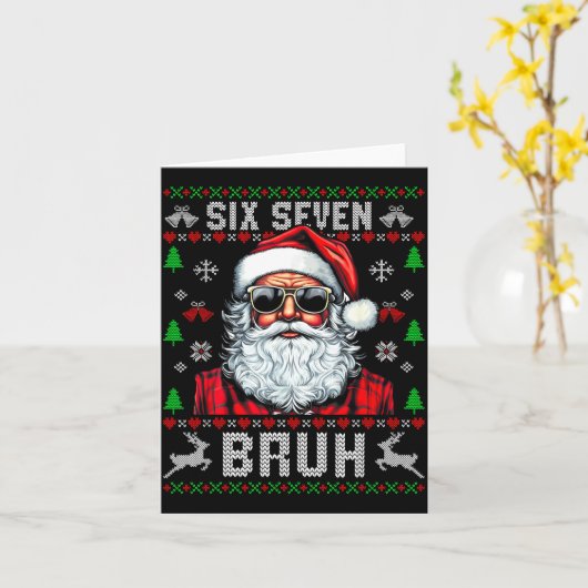 67 Six Seven Burh Funny Christmas 6 7 Meme Men Wom カード (黄色い花)