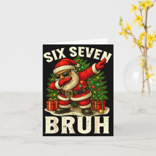 67 Six Seven Burh Funny Christmas 6 7 Meme Men Wom カード (黄色い花)