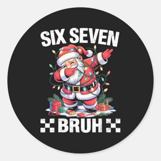 67 Six Seven Burh Funny Christmas 6 7 Meme Men Wom ラウンドシール (正面)