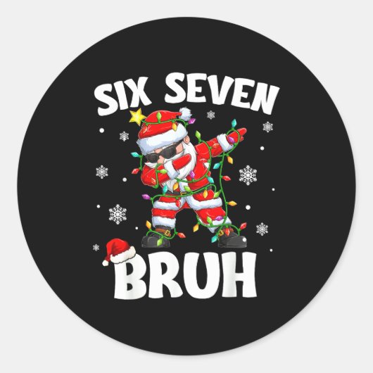 67 Six Seven Burh Funny Christmas 6 7 Meme Men Wom ラウンドシール (正面)