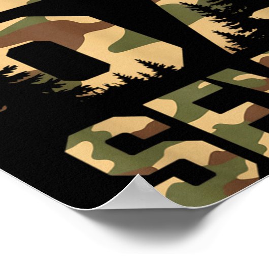 67 Six Seven Camo Deer Buck Meme Funny Hunting Out ポスター (角)