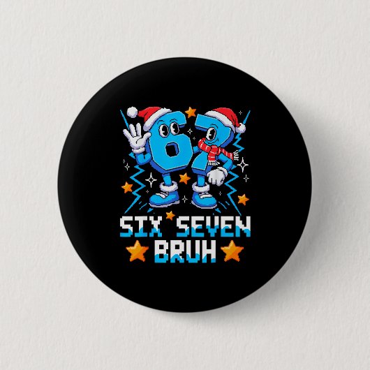 67 Six Seven Christmas Bruh Funny Italian Brainrot 缶バッジ (正面)
