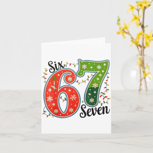 67 Six Seven Christmas Funny Meme 67 Couples Chris カード (黄色い花)