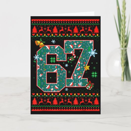 67 Six Seven Christmas Funny Meme Hand 67 Couples  カード (正面)