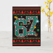 67 Six Seven Christmas Funny Meme Hand 67 Couples  カード (黄色い花)